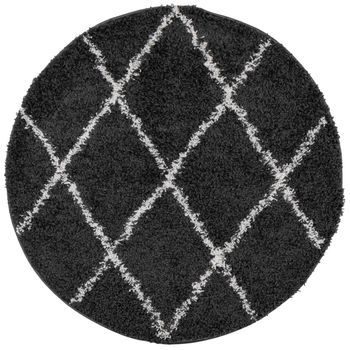 Alfombra De Pelo Largo Moderna Pamplona Negro Y Crema Ø 280 Cm Vidaxl