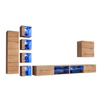 Conjunto De Muebles De Salón Switch Xxvi – Roble – Iluminación Led – Diseño Moderno