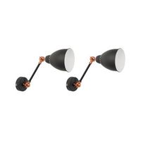 conjunto de 2 lamparas de pared con brazo oscilante de metal gris grafito diseno moderno mississippi m