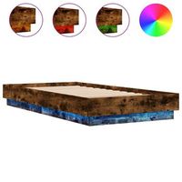estructura de cama con luces led roble ahumado 90x190 cm