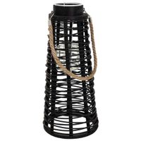 farol portavelas de ratan negro d20x44