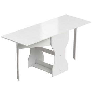 HOMCOM Mesa de comedor plegable Mesa de cocina con almacenamiento para 2-4 personas Mesa plegable para espacios pequeños Comedor 160 x 60 x 75 cm Blanco   Aosom España
