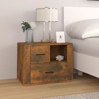 mesita de noche - mueble para dormitorio - madera contrachapada - roble ahumado 60x36x45cm