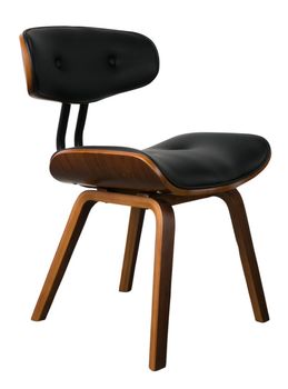 Silla de madera de nogal con aspecto de cuero negro