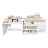 cama infantil 90x200 cm con escritorio y almacenaje madera blanca