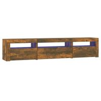 mueble tv  mueble de salon  armario tv con luces led roble ahumado 195x35x40 cm