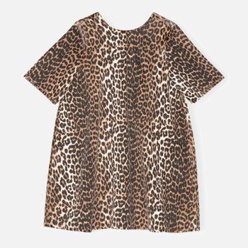 Ganni Leopard-Print Denim Open-Back Mini Dress - EU 40/UK 12