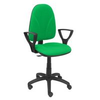 silla de oficina ergonomica y anatomica con mecanismo de contacto permanente y regulable en altura - asiento y respaldo tapizados en tejido bali color verde brazos fijos incluidos piqueras y crespo modelo algarra