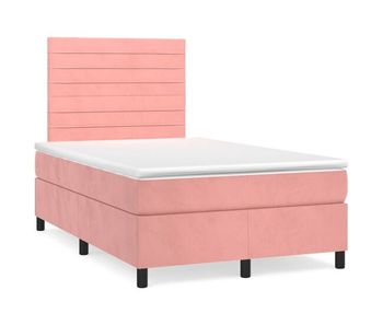 Cama box spring con colchón terciopelo rosa 120x200 cm rayas horizontales