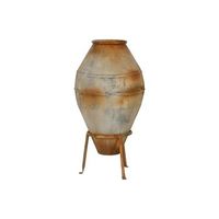anfora metal 49x49x93 pie envejecido beige