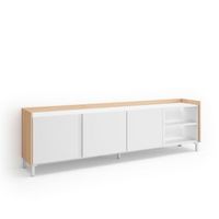 mueble tv television muebles de salon almacenaje 207x61x35 cm para tv hasta 80 diseno industrial led estilo moderno blanco y roble soft