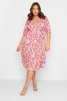 limited collection vestido floral midaxi naranja y rosa mujer curvy y tallas grandes limited collection