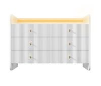 aparador 120x40x75 cm - con led y 6 cajones - diseno ondulado - blanco