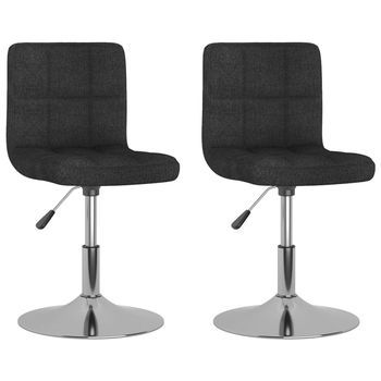 2 Uds Sillas De Comedor | Silla De Mesa | Silla De Cocina Giratorias Tela Negro