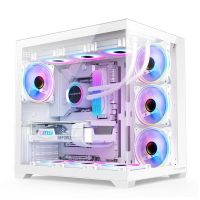 caja progaming elite cube tower blanca con 7 ventiladores argb
