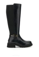 botas de piel con bandas elasticas y cremallera black 37