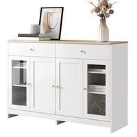 aparador - mueble de salon y comedor - mdf - blanco y madera 120x37x80cm
