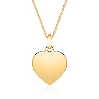 14 quilates cadena de oro corazón, grabable
