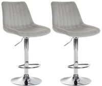set de 2 taburetes de bar toni en terciopelo gris 50x495x91 cm