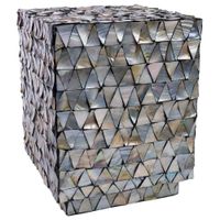 taburete de madera y madreperla gris 35x35x45h cm
