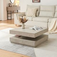mesa de centro florenz con tablero giratorio 76x76x38 cm - efecto hormigon claro encasa