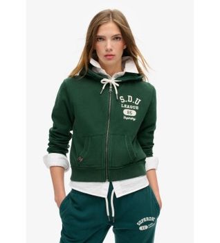 Superdry para mujer. W2012164A Sudadera Athletic Essentials verde (XS), Casual, Algodón