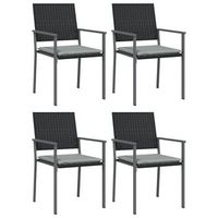 pack 4 uds sillas jardin  silla de exterior  sillon cojines ratan sintetico negro 54x625x89 cm