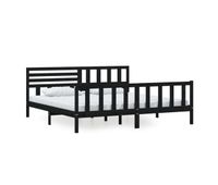 estructura de cama de madera maciza negra 200x200 cm