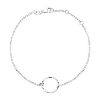 14 quilates pulsera de oro blanco círculo diamante