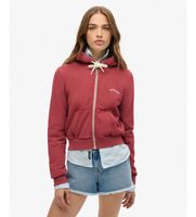superdry para mujer w2012286a sudadera essential logo cropped ziphood burdeos m casual algodon
