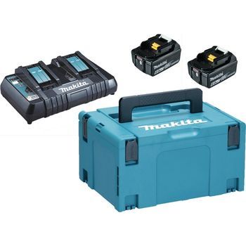 Makita Cargador De Dos Puertos Y Dos Baterías De 6,0 Ah En Un Maletín Makpac