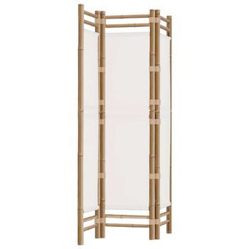 Biombo Plegable De 3 Paneles Bambú Y Lona 120 Cm Vidaxl
