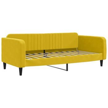 Sofá Cama | Cama Individual | Cama Para Adultos Terciopelo Amarillo 100x200 Cm