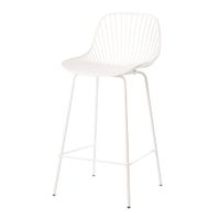 taburete bajo de polipropileno blanco con patas metalicas