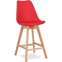 taburete estilo escandinavo - patas de madera - denisse  rojo