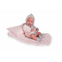 antonio juan muneca recien nacida pipa con manta acolchada rosa 42cm 50425