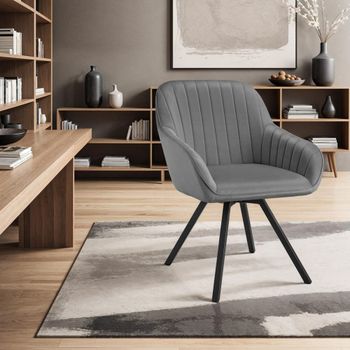 2 sillas de comedor giratoria 360º de terciopelo 58x58x82 cm gris