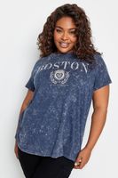 yours camiseta algodon azul efecto lavado boston mujer curvy y tallas grandes yours