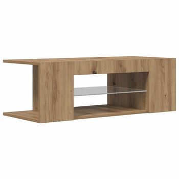 Mueble Tv | Mueble De Salón | Mesa De Tv Luces Led Madera Roble Artisan 90x39x30 Cm