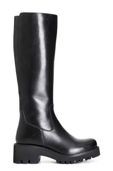 bota mujer de piel con elástico oculto. black