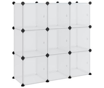 Vidaxl organizador de cubos de almacenamiento con 9 cubos y puertas, pp transparente