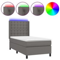 cama box spring colchon y led cuero sintetico gris 100x200 cm vidaxl