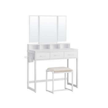 Tocador con Taburete Estructura de Acero, Blanco