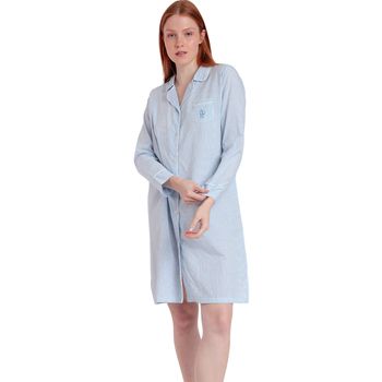 Admas Vestido Camisón de manga larga Stripes Home para mujer