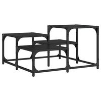 mesa de centro 68x68x40 cm madera y metal trabajados - negro