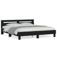cama matrimonial  cama para adultos  estructura cama con cabecero madera ingenieria negro 160x200 cm
