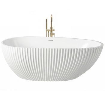 Bañera De Pie Carmen 170 White With Brushed Gold Plug Cap