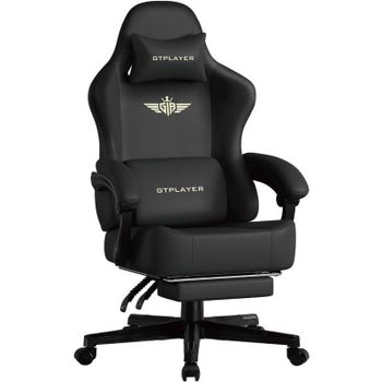 Silla gaming GTPLAYER con reclinación 150° y reposapiés negro