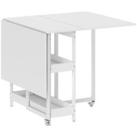 homcom mesa de comedor plegable de diseno industrial para hasta 4 personas estantes abiertos flexible metal tablero de particulas