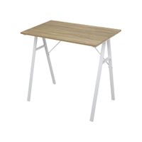 escritorio compacto de fibra de madera y acero beige y blanco